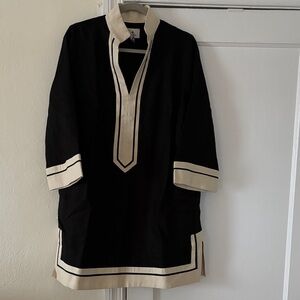 TUCKERNUCK BLACK LINEN COLLIER DRESS, L